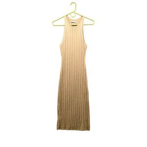 Abercrombie & Fitch Tan Ribbed Midi Dress